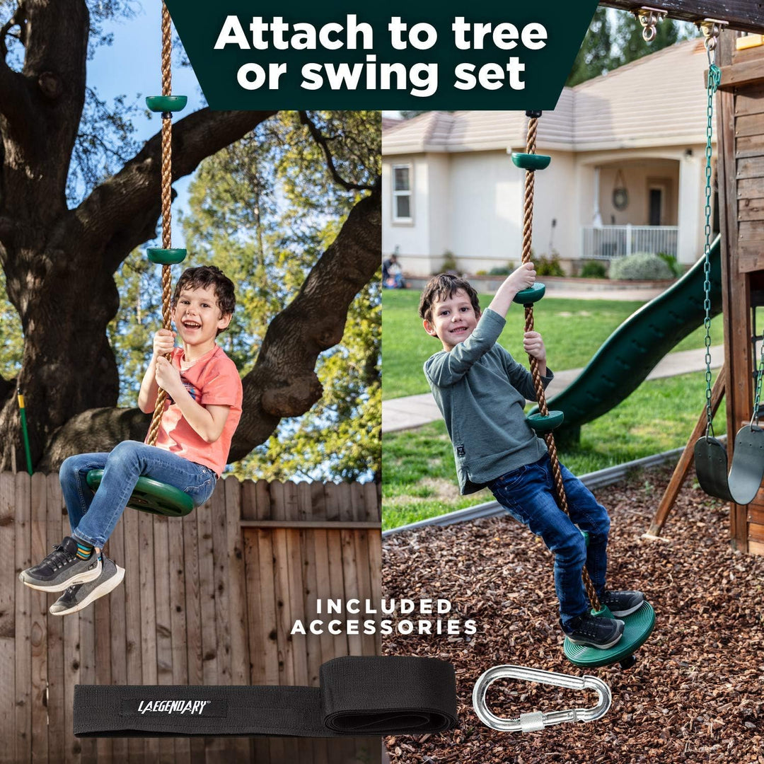 Children's tree swing & climbing rope set with platforms. Perfect for active outdoor play & backyard adventure.