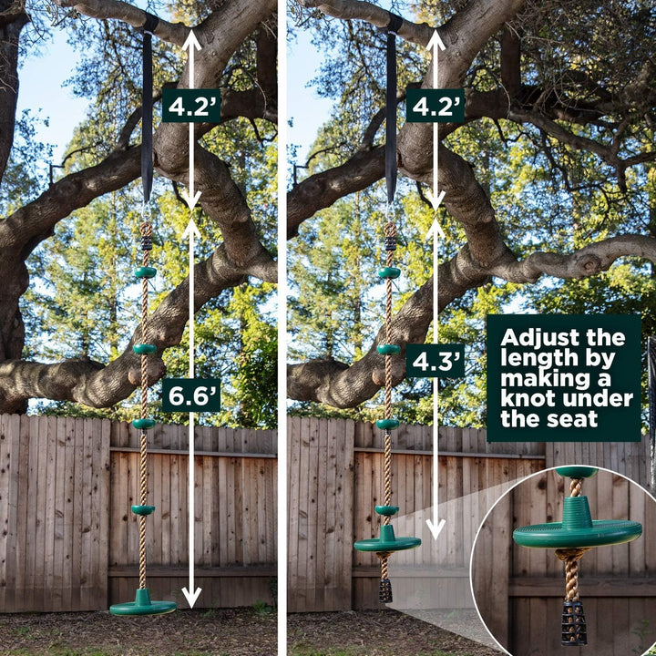 Durable kids' outdoor tree swing set and climbing rope with multiple platforms, promoting physical activity.