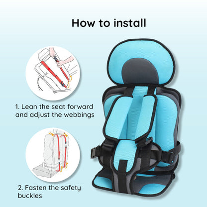 Compact portable car booster seat for toddlers. Secure, comfortable travel safety. Child protection.