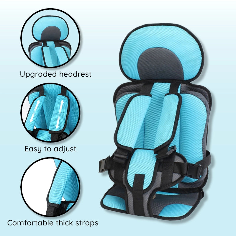 Lightweight secure booster car seat cushion for children. Perfect for travel safety. Portable.