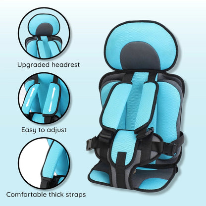 Lightweight secure booster car seat cushion for children. Perfect for travel safety. Portable.