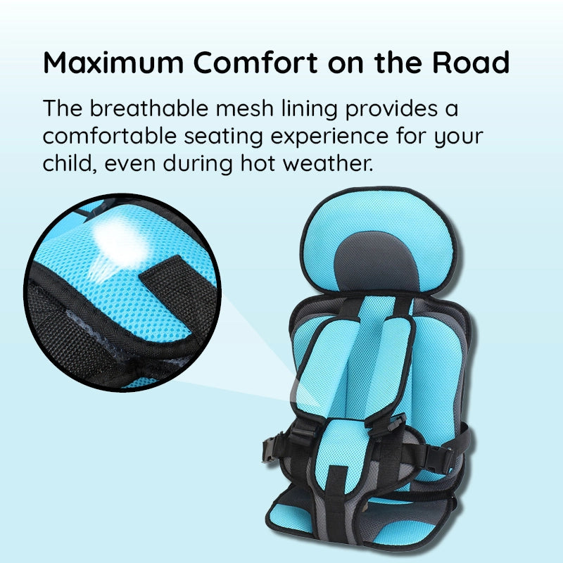 Kids' travel safety booster seat cushion. Secure for children & toddlers in car. Comfortable.