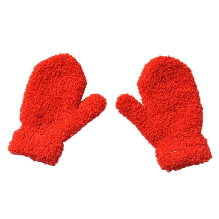 Toddler winter mittens with thick plush fleece, keeping little hands warm during cold outdoor activities.
