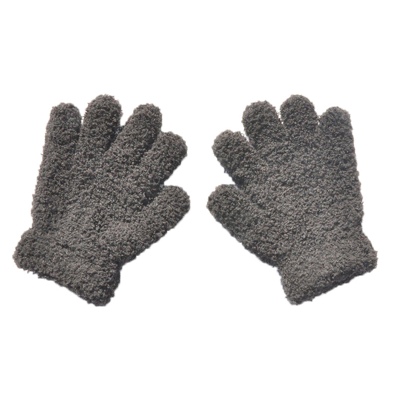 Blue kids' winter mittens, thick plush fleece, ideal for boys to stay warm during winter activities.