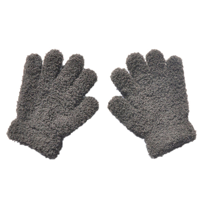 Blue kids' winter mittens, thick plush fleece, ideal for boys to stay warm during winter activities.