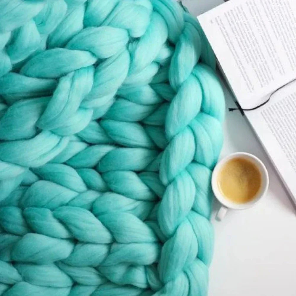 DIY craft chunky wool yarn in a neutral tone. Soft, thick yarn for handmade blankets & cushions.