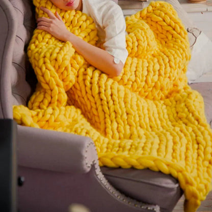 Handmade chunky wool yarn for DIY projects. Soft blanket yarn for knitting cozy home textiles.