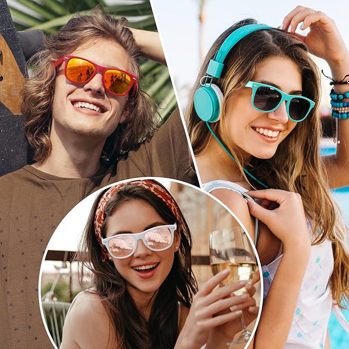 Durable 80s retro polarized sunglasses, unisex design, offering UV400 protection & comfortable glare reduction.