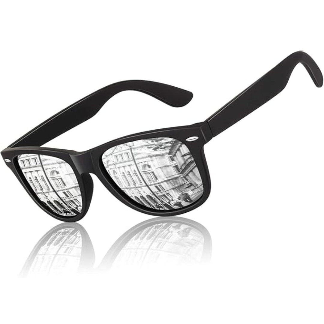 Lightweight 80s retro polarized sunglasses for men and women, ensuring UV400 protection & comfort.