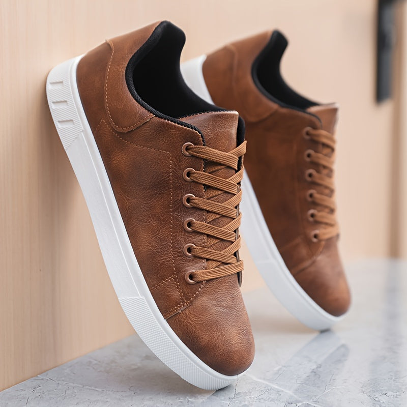 Detailed view of men's classic dress shoes, showing fine stitching & quality. Perfect formal & office footwear.