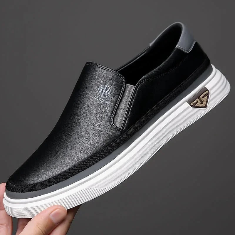 High-quality men's classic leather slip-on loafers, providing durable comfort for any casual occasion.