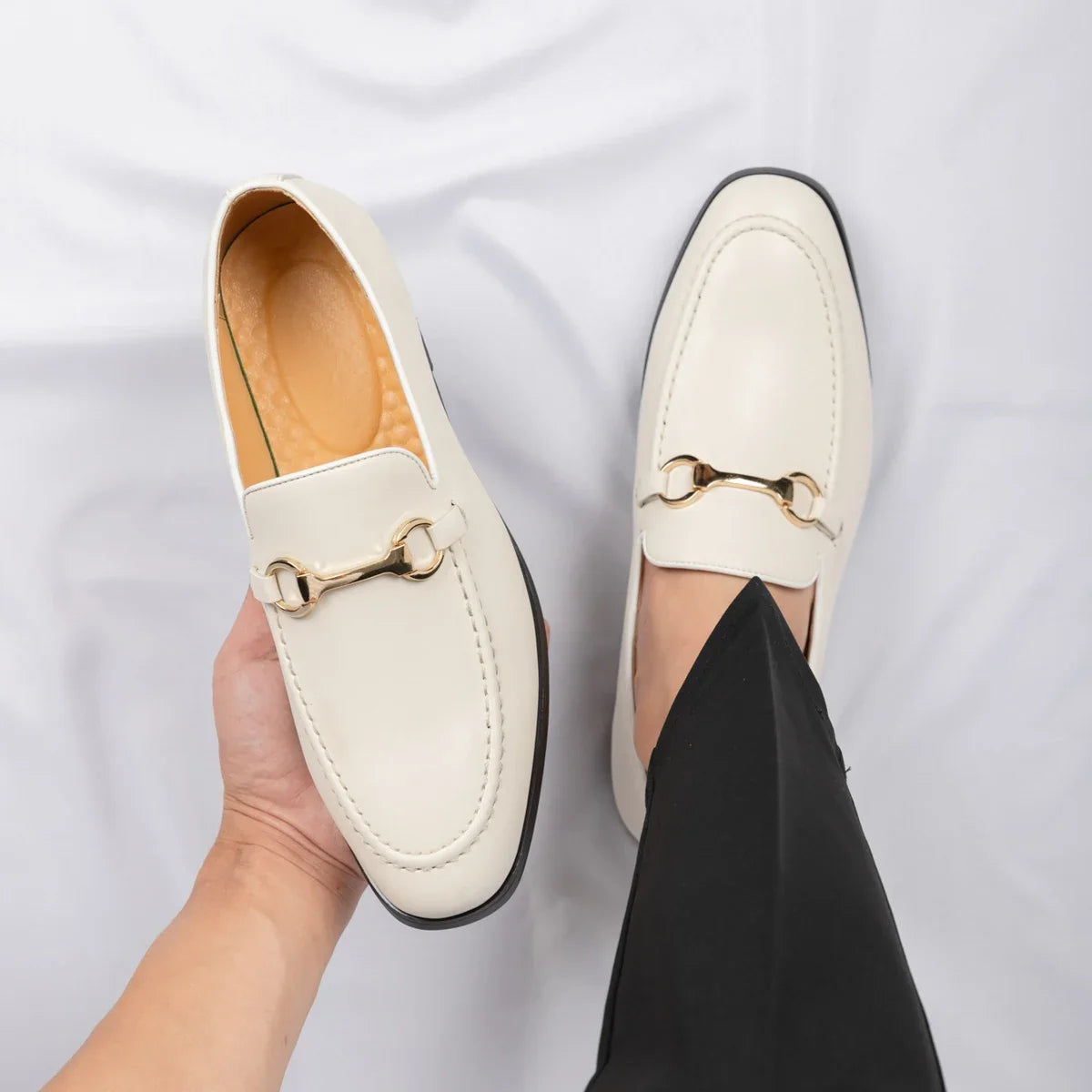 Ivory men's formal & casual loafers, comfortable slip-on design, versatile footwear.