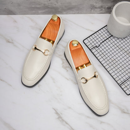 Classic men's loafers in ivory, perfect for smart casual or formal fashion, comfortable.