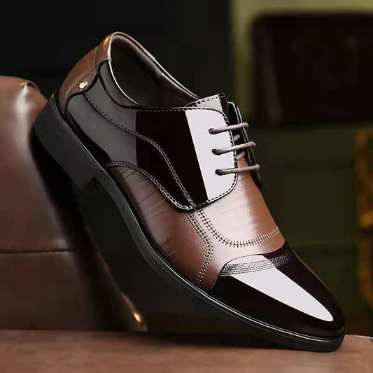 Classic black men's Oxford dress shoes, perfect for formal occasions & business attire.