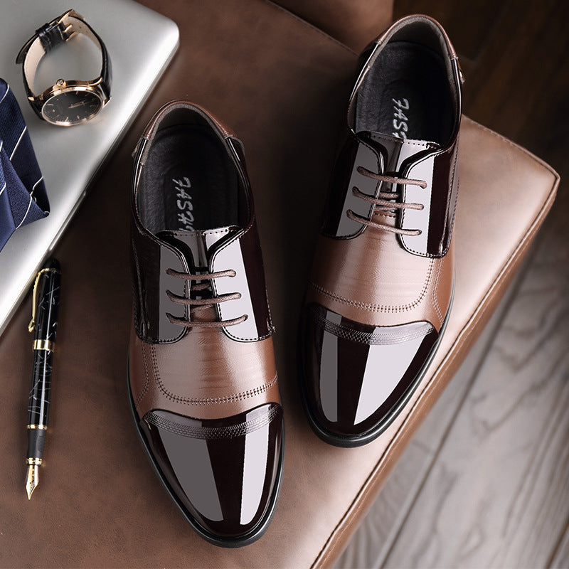 Comfortable men's Oxford dress shoes in dark brown, perfect for all-day business wear.