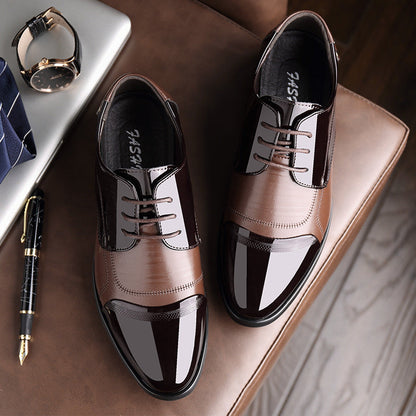 Comfortable men's Oxford dress shoes in dark brown, perfect for all-day business wear.
