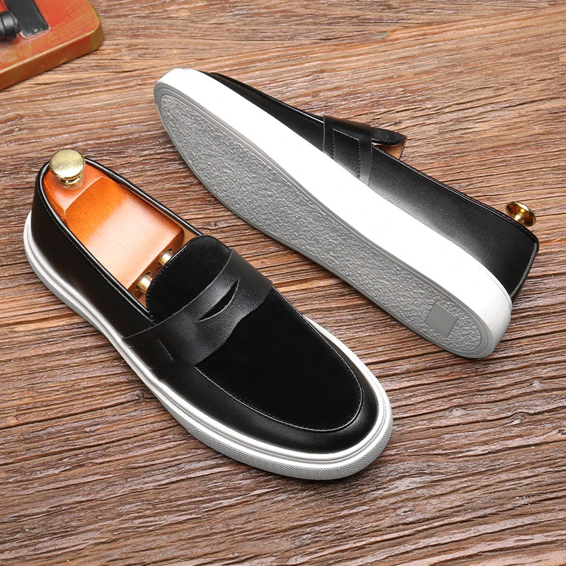 Stylish men's Kensington dress loafers; versatile slip-on shoes for office, casual, and formal wear.