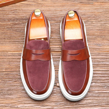 Brown leather Kensington men's slip-on loafers, ideal for office wear and smart casual outfits.