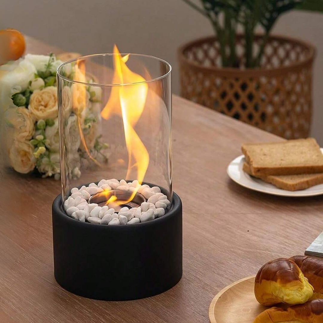 Lumora classic oil lamp with open flame, offering charming ambient lighting for elegant home decor.