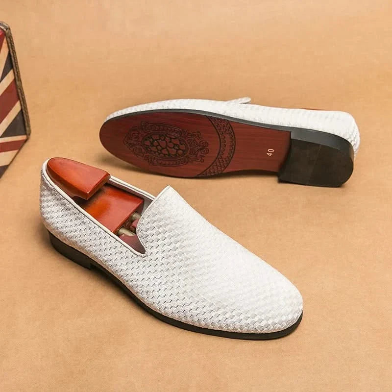 Casual blue men's slip-on loafers, comfortable & elegant daily wear footwear.