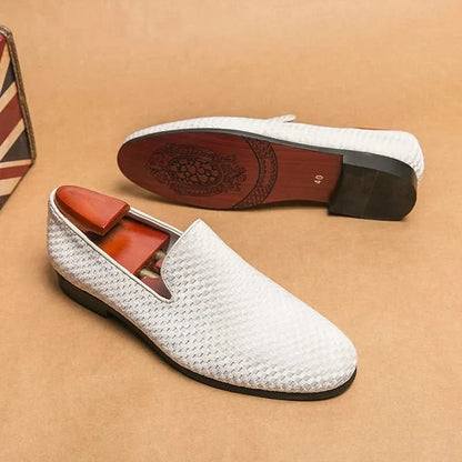 Casual blue men's slip-on loafers, comfortable & elegant daily wear footwear.