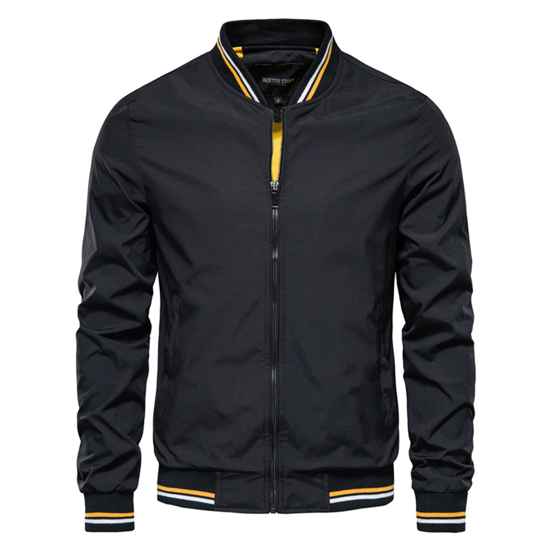 Timeless men's classic bomber jacket with ribbed trim. Slim-fit, versatile outerwear for casual style & everyday wear.