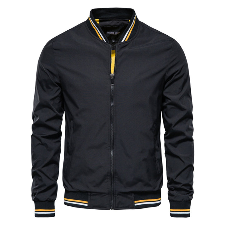 Timeless men's classic bomber jacket with ribbed trim. Slim-fit, versatile outerwear for casual style & everyday wear.
