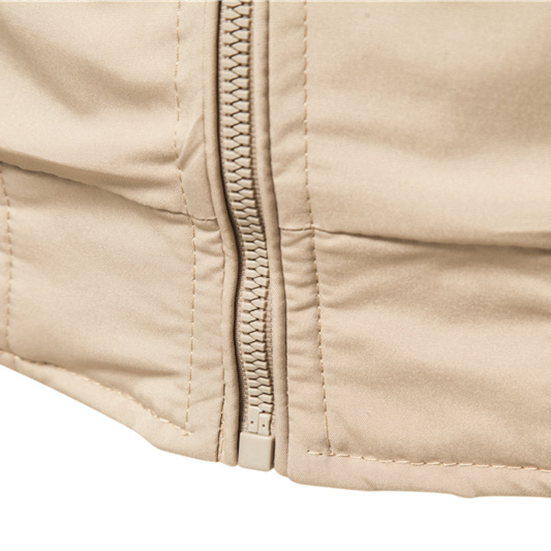 Classic style men's bomber jacket with ribbed trim. Fashionable, slim-fit outerwear for a smart casual fall look.