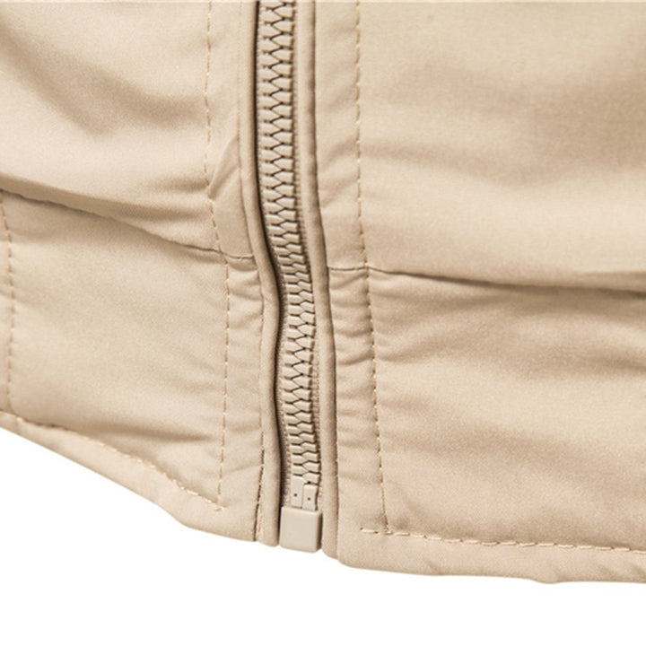 Classic style men's bomber jacket with ribbed trim. Fashionable, slim-fit outerwear for a smart casual fall look.
