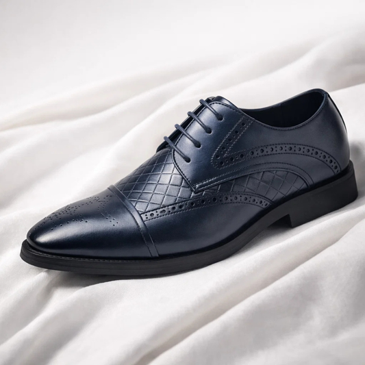 Classic Men's Brogue Dress Shoes. Elegant lace-up oxford footwear for formal occasions.