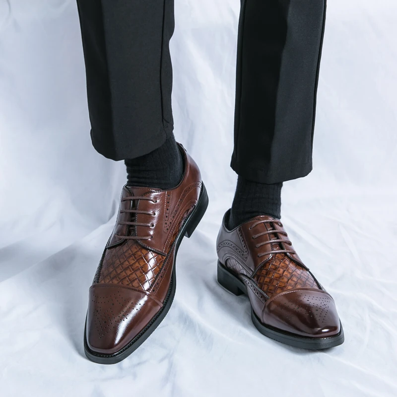 Elegant men's classic brogue shoes. Sophisticated lace-up oxford footwear for formal fashion.