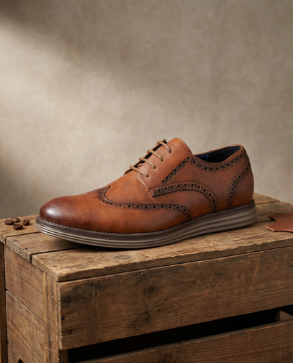 Timeless leather men's brogue oxford dress shoes with intricate detailing for elegant formal footwear.