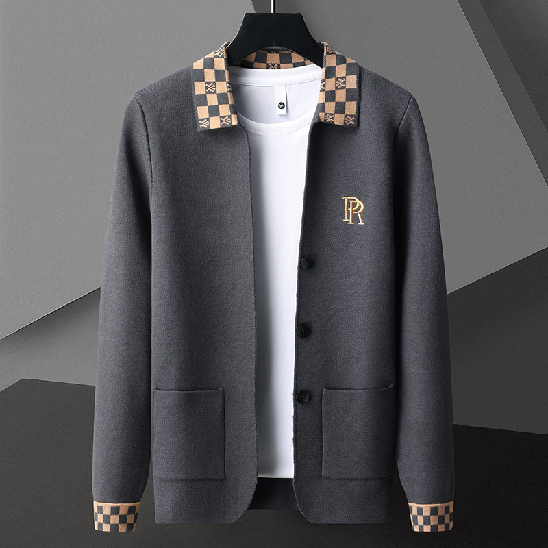 Warm men's black button-up cardigan sweater, a comfortable long-sleeve layering piece for casual everyday style.
