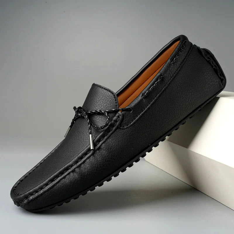 Stylish men's army green classic loafers, comfortable slip-on dress shoes for a modern, elegant, and versatile look.