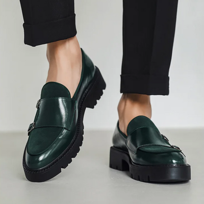 Men's classic leather monk strap shoes, providing versatile and stylish footwear for formal events.