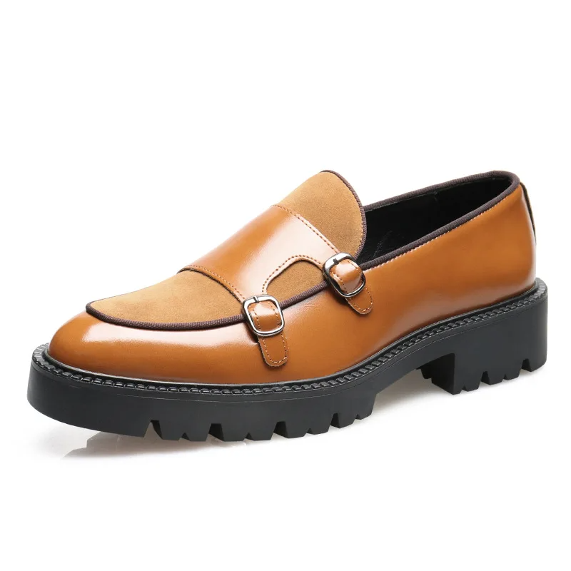 Men's comfortable slip-on monk strap loafers, versatile for both casual outings and business attire.