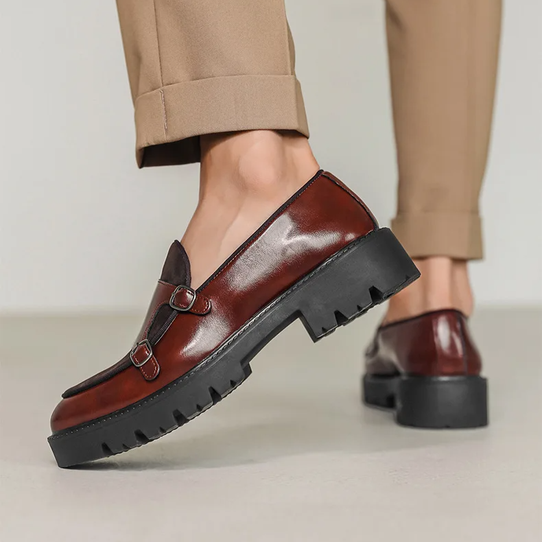 Comfortable slip-on men's footwear, featuring a modern classic monk strap design.