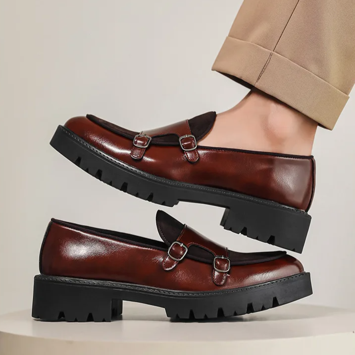 Elegant leather monk strap loafers for men, offering fashion and versatility for any occasion.