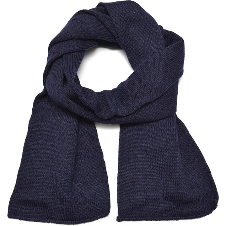 Cozy men's knit double layer winter scarf, a warm cold weather fashion accessory for him.
