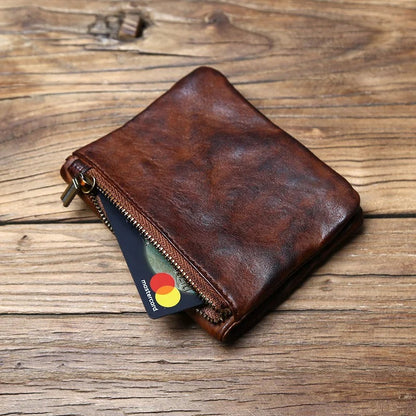 Slim full-grain leather men's wallet, durable bifold design for convenient everyday carry.
