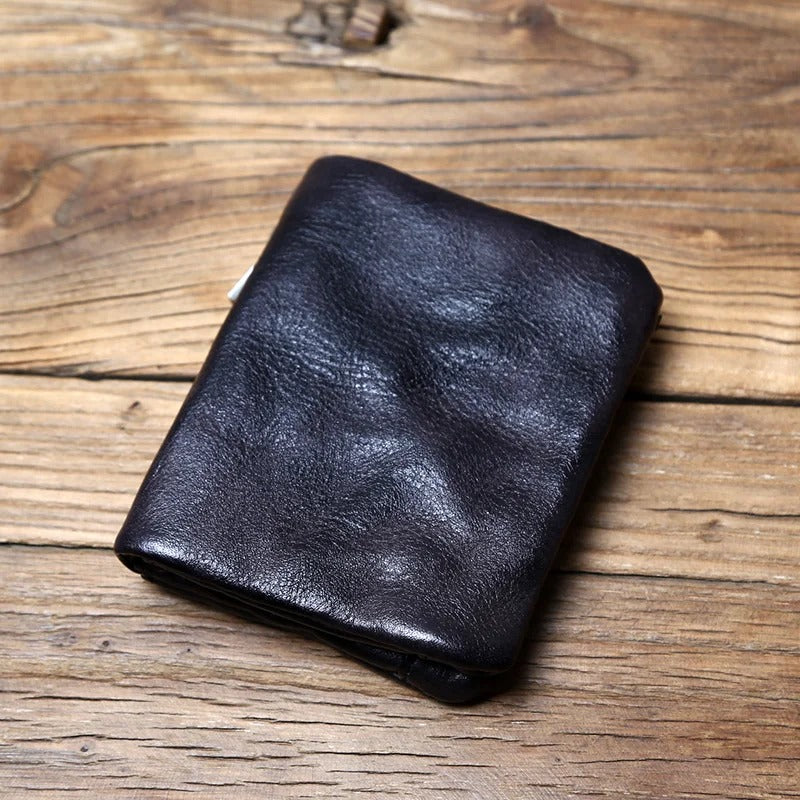 Men's durable full-grain leather bifold wallet, a timeless gift for him with vintage design.