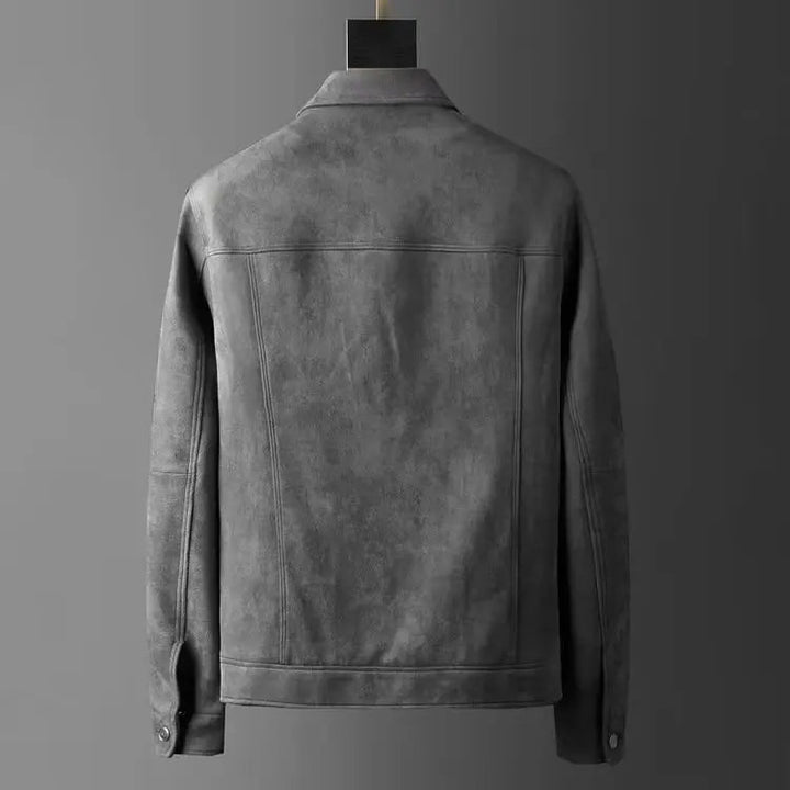 Versatile gray men's Harrington jacket. Classic lightweight outerwear for modern men's fashion.