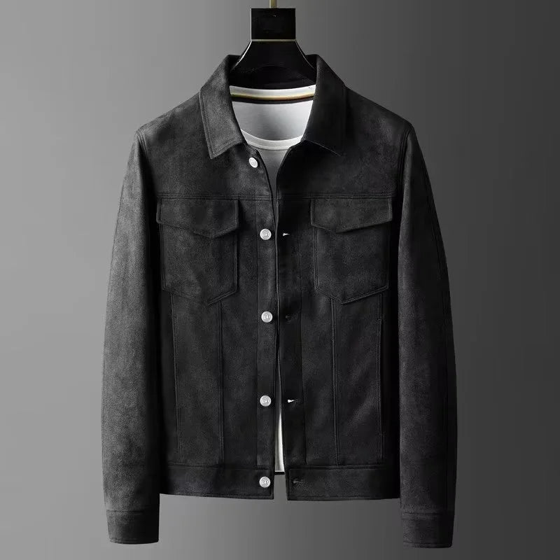 Men's classic Harrington jacket, black. Lightweight, versatile, and all-season men's fashion.