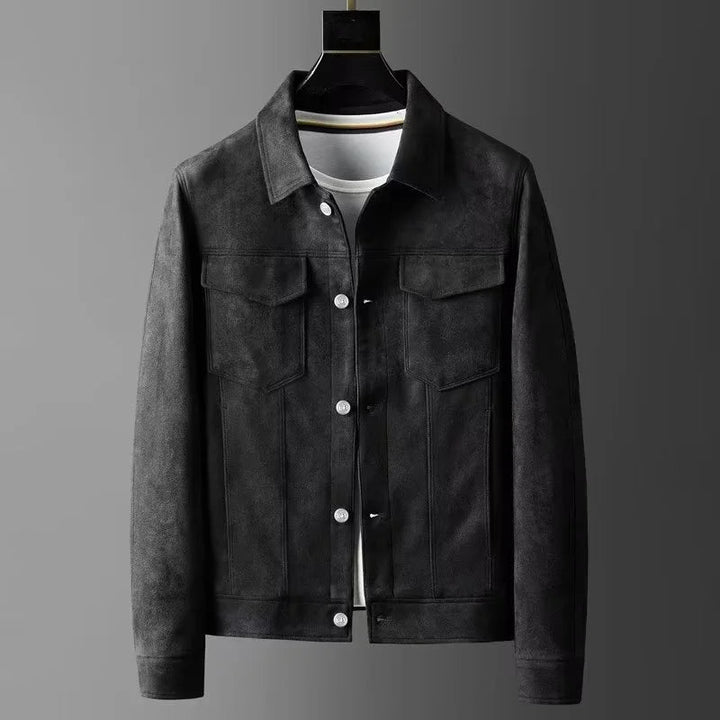 Men's classic Harrington jacket, black. Lightweight, versatile, and all-season men's fashion.