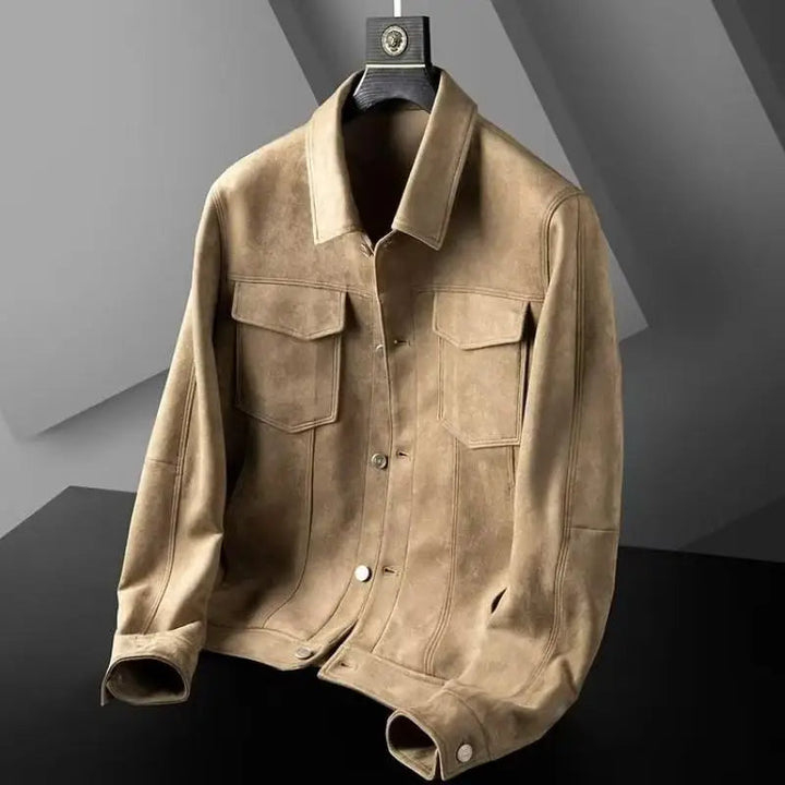 Brown men's Harrington jacket, a classic lightweight outerwear piece for versatile style.