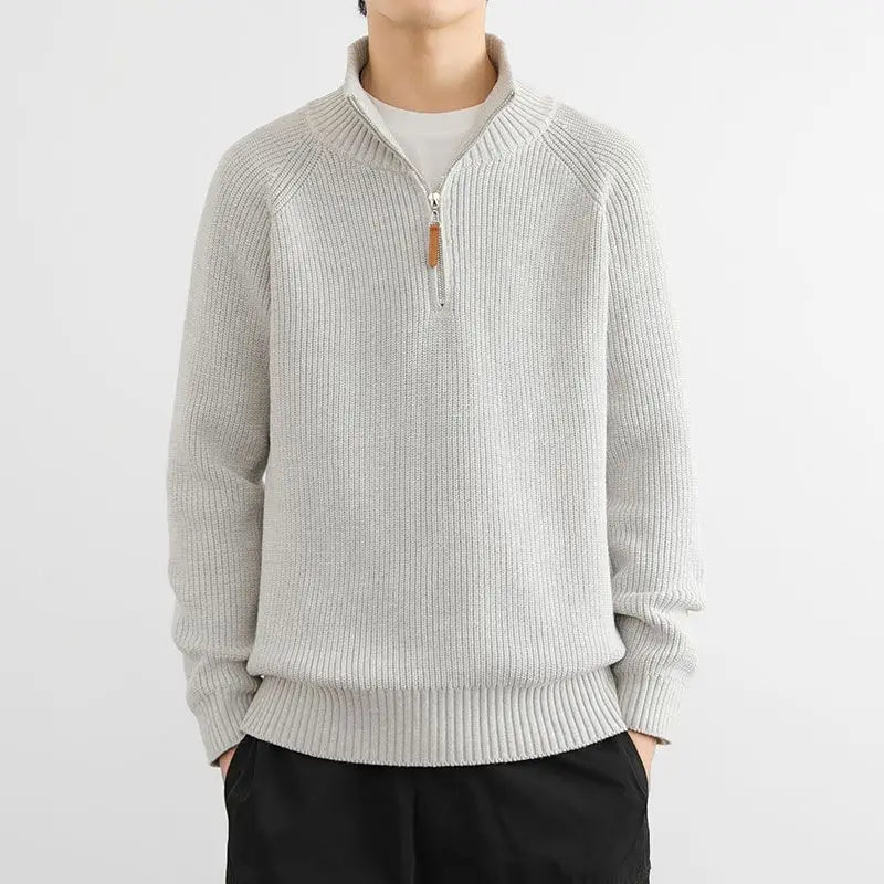 Versatile men's classic half-zip sweater, a casual long-sleeve pullover for everyday men's fashion.