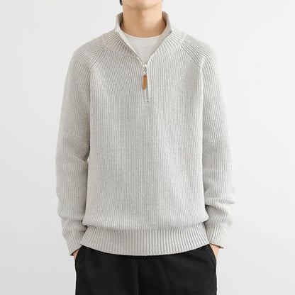 Versatile men's classic half-zip sweater, a casual long-sleeve pullover for everyday men's fashion.