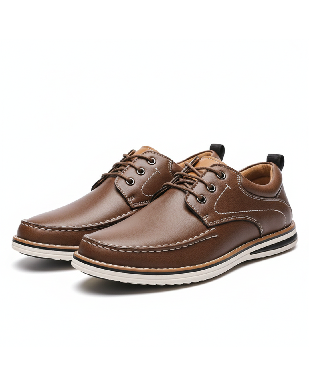 Classic men's moc toe oxford shoes in black leather, perfect for dress or casual wear.