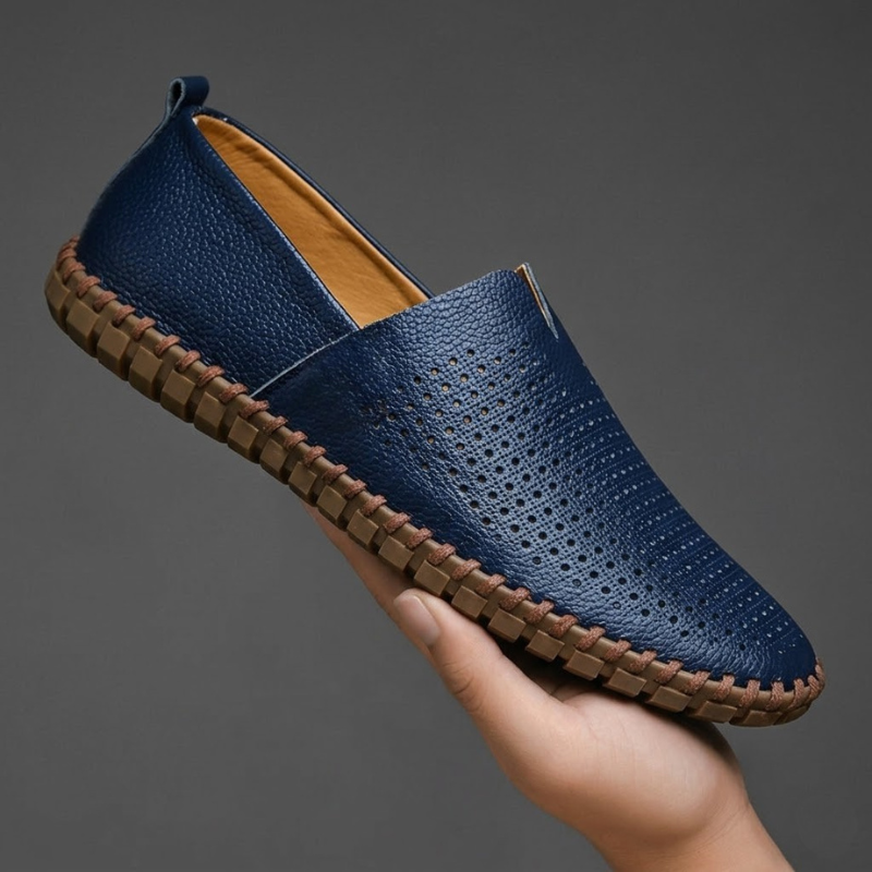 Classic men's perforated slip-on loafers for comfortable everyday wear.