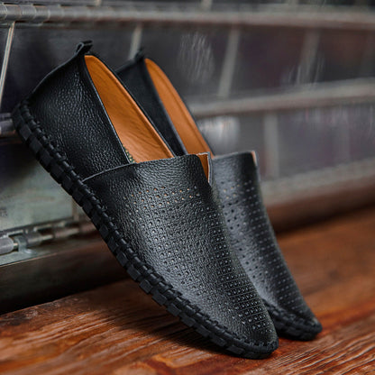 Men's comfortable footwear: perforated slip-on loafers designed for all-day wear.
